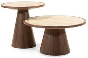 Konferenční stolek Kyoto 80 cm travertin/ořech