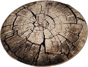 HU Okrúhly Hnedý koberec Loft vzor peň