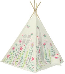 Biele detské teepee FLOWERS