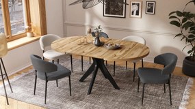 RENZO Dub Wotan/čierna noha - OKRÚHLY STÔL Ø110 ROZKLADACÍ DO 180 cm | DO KUCHYNE JEDÁLNE OBÝVAČKY RETRO