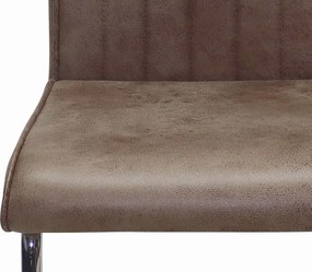 Jedálenská stolička Vertical, hnedá camel látka v optike lesklej kože