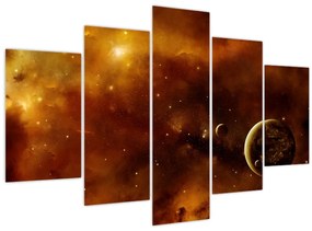 Obraz - Planéty s hmlovinou (150x105 cm)