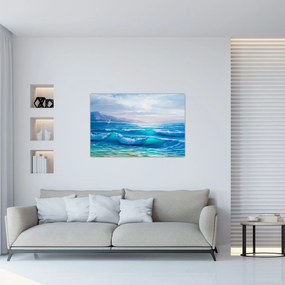 Obraz - Olejomaľba mora s čajkami (90x60 cm)