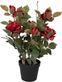 Dekoračná kvetina ruže v kvetináči s červenými kvetmi Rose red - 20*20*55 cm