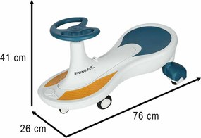 KIK Gravitačné vozidlo Swing Fix S4 s LED kolesami a hudbou, 76 cm, modro-biela