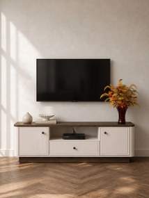 TV stolík Amberto 160 cm so zásuvkou - kašmírová / dub windmill tmavý