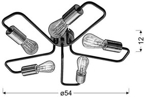 Candellux Čierne stropné svietidlo Herpe pre žierovku 5x E27 35-66930