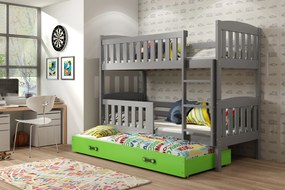 Interbeds Poschodová posteľ Kubus grafit rozkladacia s matracom 190cm x 90cm - zelená