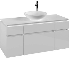 VILLEROY &amp; BOCH Legato závesná skrinka pod umývadlo na dosku (umývadlo v strede), 5 zásuviek, 1200 x 500 x 550 mm, Glossy White, B57800DH