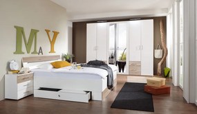 Posteľ s nočnými stolíkmi Cheep 180x200 cm, biela/dub sonoma