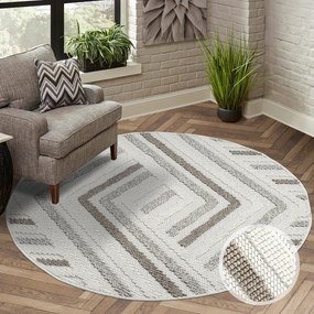 Dekorstudio Moderný okrúhly koberec LINDO 7590 - krémový Priemer koberca: 160cm
