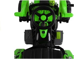 LEAN CARS Batériový traktor s lyžicovým rýpadlom zelený