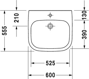 Duravit D-Code - Umývadlo 600x550 mm, bez prepadu, biela 23136000002