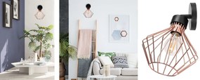 Toolight - Nástenná lampa 1xE27 392180, ružové zlato-čierna, OSW-08559