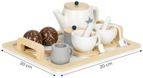 Drevená čajová súprava, čajník, šálky, 16 prvkov ECOTOYS