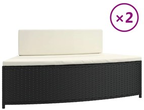 Záhradné taburetky s podložkami 2 ks čierne polyratan