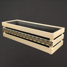 AMADEA Drevený obal na kvetináč s motívom kosoštvorcov, 62x21,5x17cm