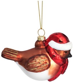 Sklenená ručne vyrobená vianočná ozdoba 5 cm Robin – Sass & Belle