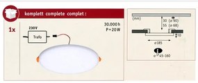 Paulmann 92392 - LED/17,5W IP44 Kúpeľňové podhľadové svietidlo VARIFIT 230V