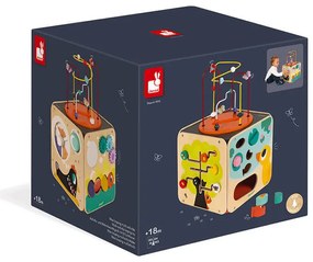 Drevená didaktická kocka s motorickým labyrintom