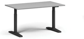 Výškovo nastaviteľný stôl, elektrický, 675-1325 mm, doska 1400x800 mm, čierna podnož, sivá