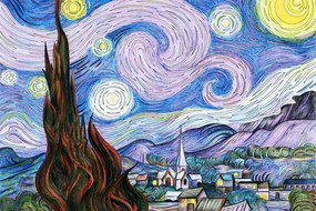 Tapeta imitácia Hviezdnej noci od Van Gogha