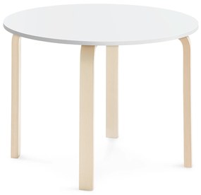 Stôl ELTON, Ø 900x640 mm, laminát - biela, breza