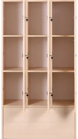 Drevená šatníková skrinka s odkladacími boxami, 9 boxov, 1700 x 900 x 420 mm, cylindrický zámok, čerešňa