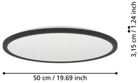 Eglo 901455-LED St. kúpeľ. svietidlo ROVITO-R 16,8W/230V pr.50cm IP44 čierna + DO