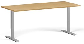 Výškovo nastaviteľný stôl, 180x80 cm, 1 motor, sivá podnož, buk