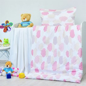 Obliečky detské bavlnené Obláčiky ružové EMI: Detský set 90x130 + 45x65
