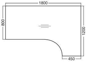 Ergonomický stôl ProOffice B 180 x 120/80 cm, pravý, biela