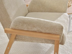 Relaxačné kreslo Laopas (béžová + dub). Akcia -20%. Vlastná spoľahlivá doprava až k Vám domov. 1135856