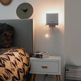 Moderná nástenná lampa biela s USB a flexibilným ramenom - Flero