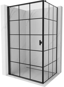 Mexen Mist-B, 1-krídlový výklopný sprchový kút ľavý 80 x 70 cm, číre sklo-čierna mriežka, 8A2T-080-070-70-77-L