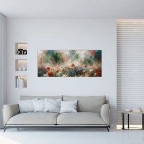 Obraz – Abstrakcia poľa s makmi (120x50 cm)