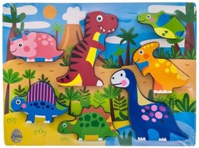 Drevené zábavné puzzle  vkladacie - Dinosaury