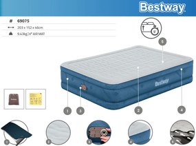 Bestway samonafukovací kempingový matrac pre 2 osoby, nosnosť 350 kg, 203 x 152 cm 69075