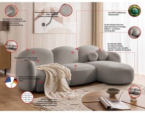Sivá rohová pohovka z textílie buklé (pravý roh/s leňoškou) Orbit – Ropez