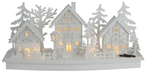 Drevená LED dekorácia Vianočná dedinka, 45 x 14 x 20 cm