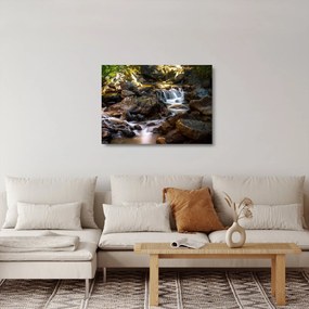 Sklenený obraz kamenistého potoku (70x50 cm)