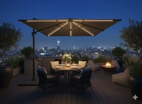 Garden Line 3 x 3 m sivý záhradný slnečník „ROMA“ s LED krytom