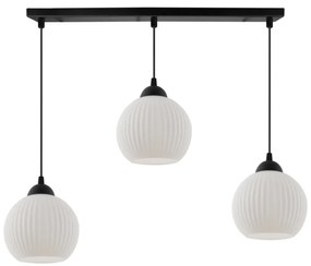 Závesné svietidlo Riffle Round, 3x biele sklenené tienidlo, b