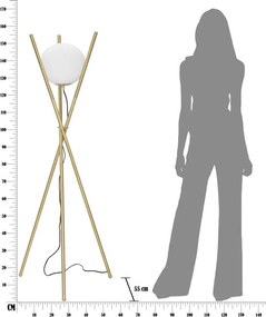 Biela/v zlatej farbe stojacia lampa so skleneným tienidlom (výška 155 cm) Glamy – Mauro Ferretti