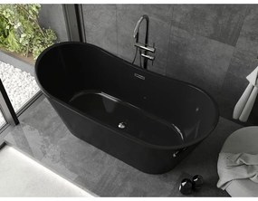 Mexen Montana, voľne stojaca vaňa 170 x 80 cm, čierna,  chrómový prepad, 52011708070-01