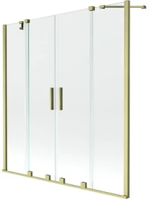 Mexen Velar Duo vaňová zástena dvojkrídlová Posuvný 160 x 150 cm, Priehľadné, zlatý kefovaný - 896-160-000-02-55