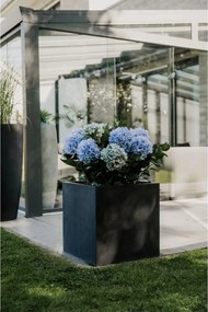 Kvetináč BLOCK, sklolaminát – vzhľad kameňa, 50 x 50 x 50 cm, antracit