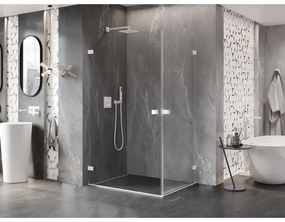 Mexen Lunar-B Duo, výklopný sprchový kút 80 x 75 cm, 8mm číre sklo, biely profil, 832-080L-075P-20-00