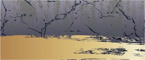 Obraz - Modrá a zlatá abstrakcia N⁰1 (120x50 cm)