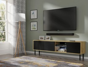 TV skrinka/stolík Mitra 156 (dub artisan + čierna). Akcia -19%. Vlastná spoľahlivá doprava až k Vám domov. 1124955